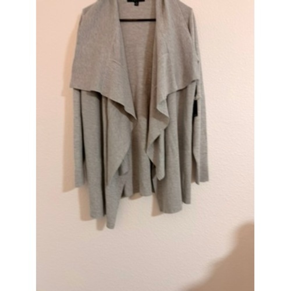 NWT Womens Gray Waterfall Open Front Cardigan Sweater Size M Lagenlook Comfort
